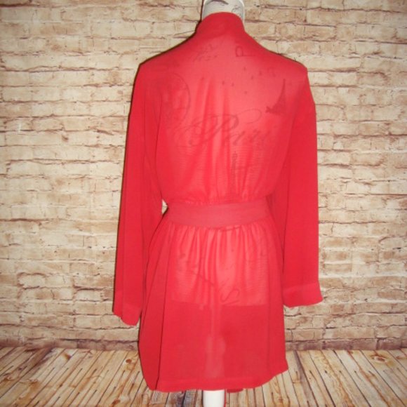New Victoria's Secret Coral Red Orange Robe one size fits most - Picture 2 of 2